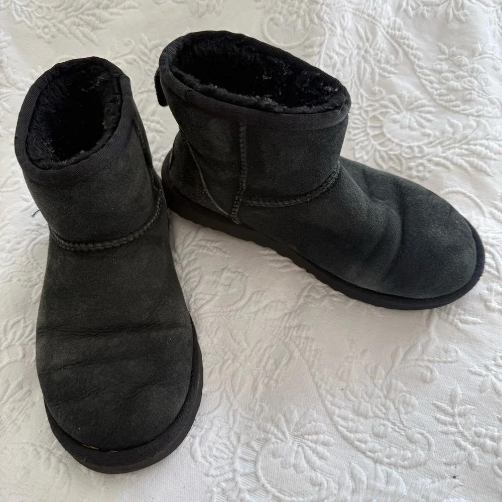 UGG Black Shearling Ankle Boots Size 6
